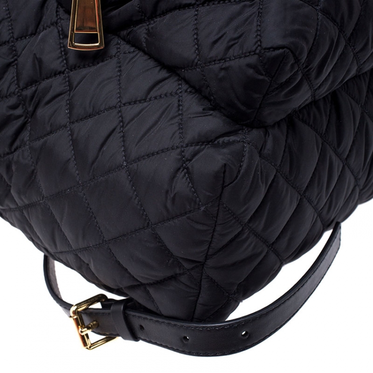 Pre Owned Moschino Black Nylon Quilted Backpack