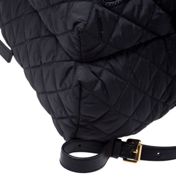 Pre Owned Moschino Black Nylon Quilted Backpack