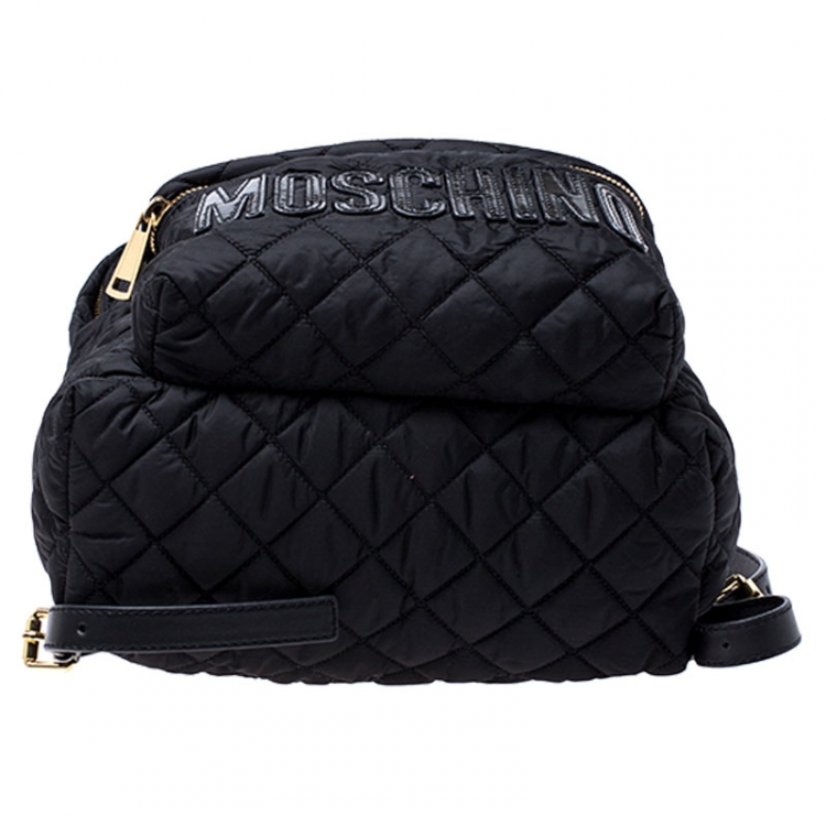 Pre Owned Moschino Black Nylon Quilted Backpack
