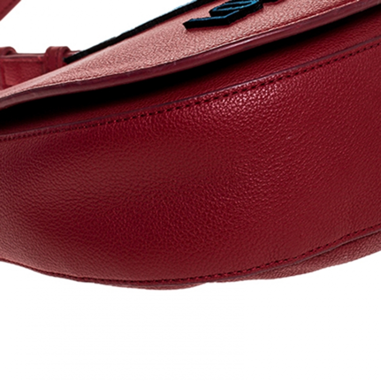 Pre Owned Love Moschino Red Leather Crossbody Bag