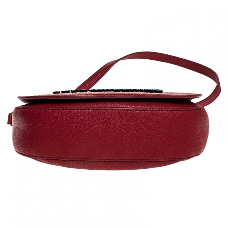 Pre Owned Love Moschino Red Leather Crossbody Bag