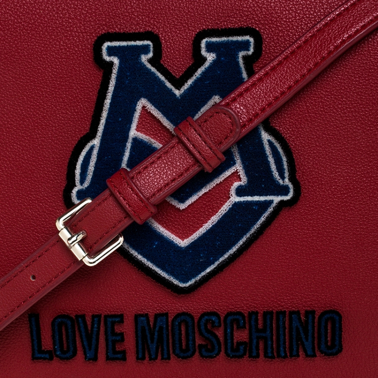 Pre Owned Love Moschino Red Leather Crossbody Bag