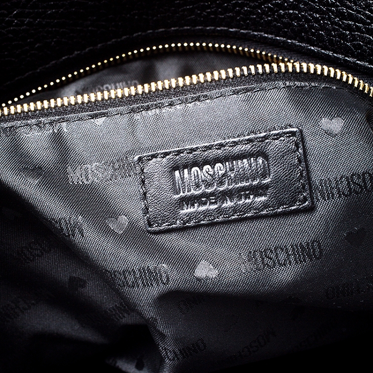 Pre Owned Moschino Black/Gold Leather Shopper Tote