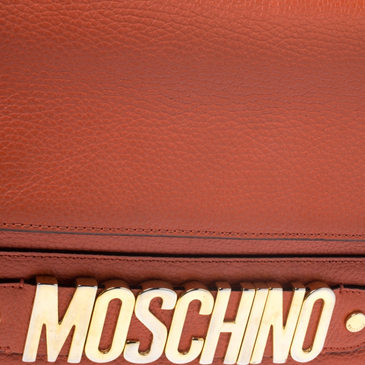 Pre Owned Moschino Orange Leather Shoulder Bag