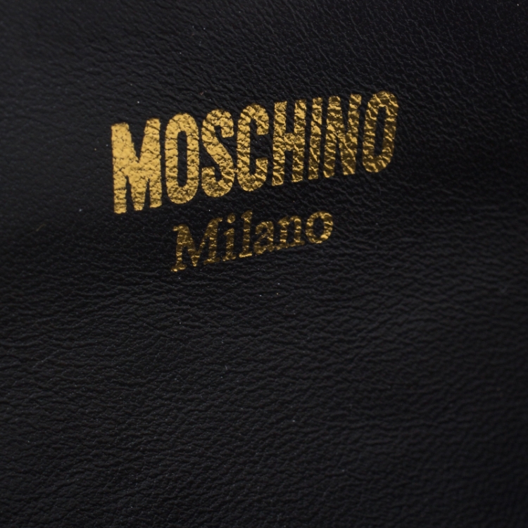 Pre Owned Moschino Black Leather Capsule Biker Jacket Wristlet Clutch