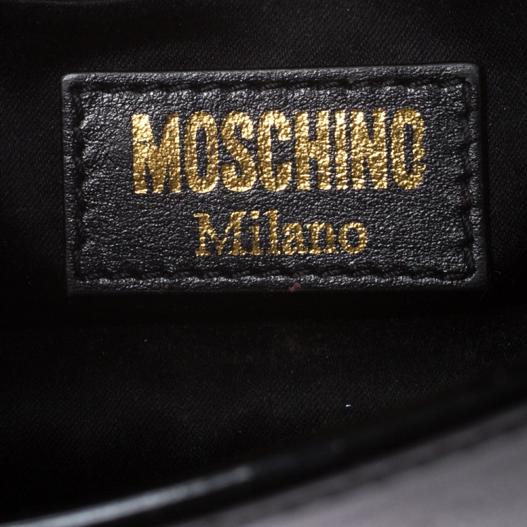 Pre Owned Moschino Black Leather Crossbody Bag