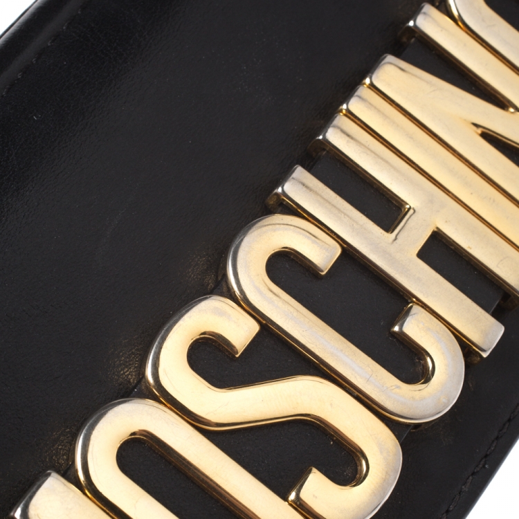 Pre Owned Moschino Black Leather Crossbody Bag