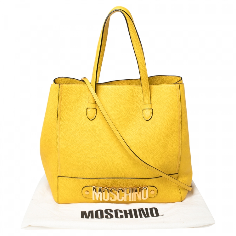 Pre Owned Moschino Yellow Leather Shopper Tote