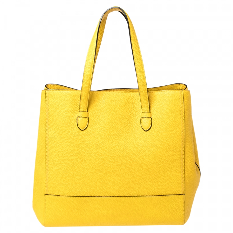 Pre Owned Moschino Yellow Leather Shopper Tote