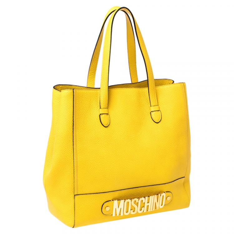 Pre Owned Moschino Yellow Leather Shopper Tote