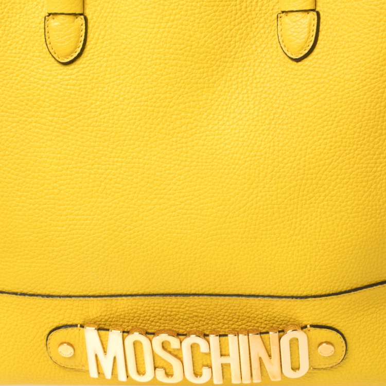 Pre Owned Moschino Yellow Leather Shopper Tote