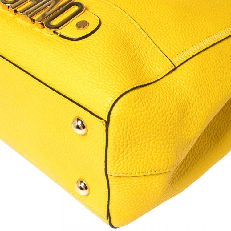 Pre Owned Moschino Yellow Leather Shopper Tote