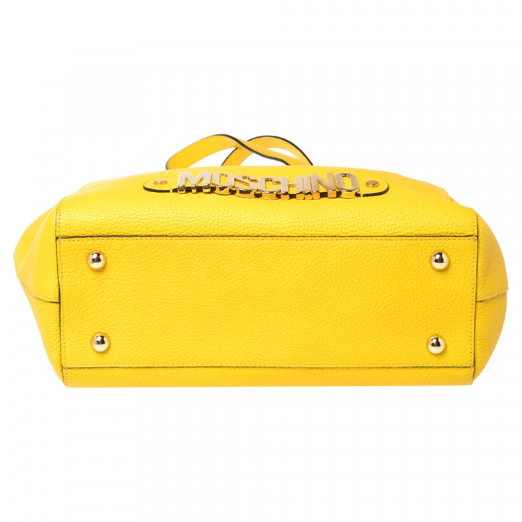 Pre Owned Moschino Yellow Leather Shopper Tote