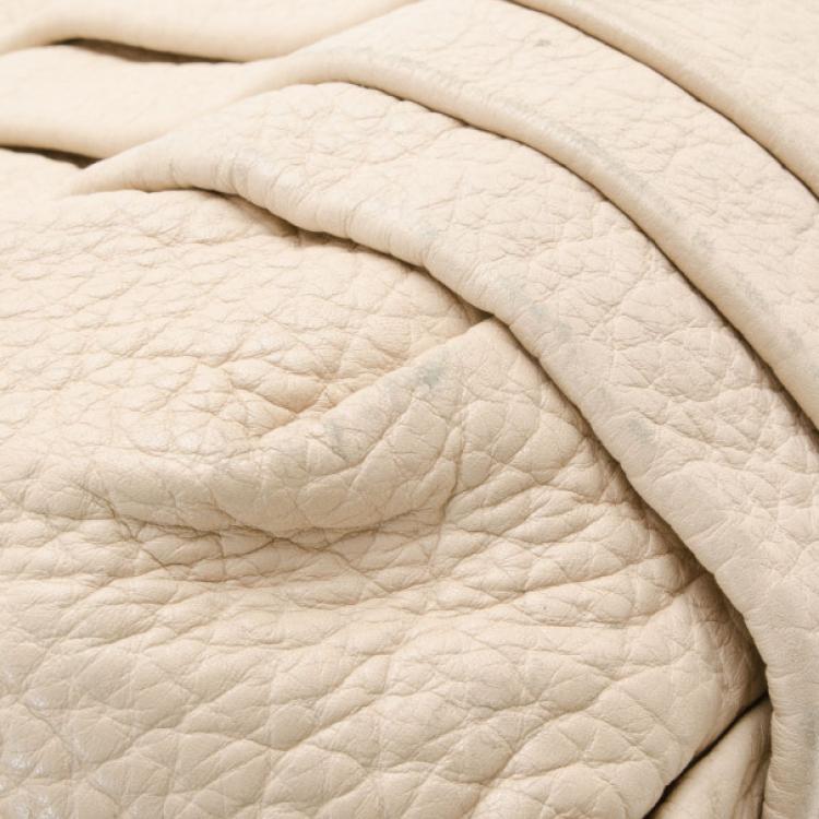 Pre Owned Moschino Beige Leather Pleated Shoulder Bag