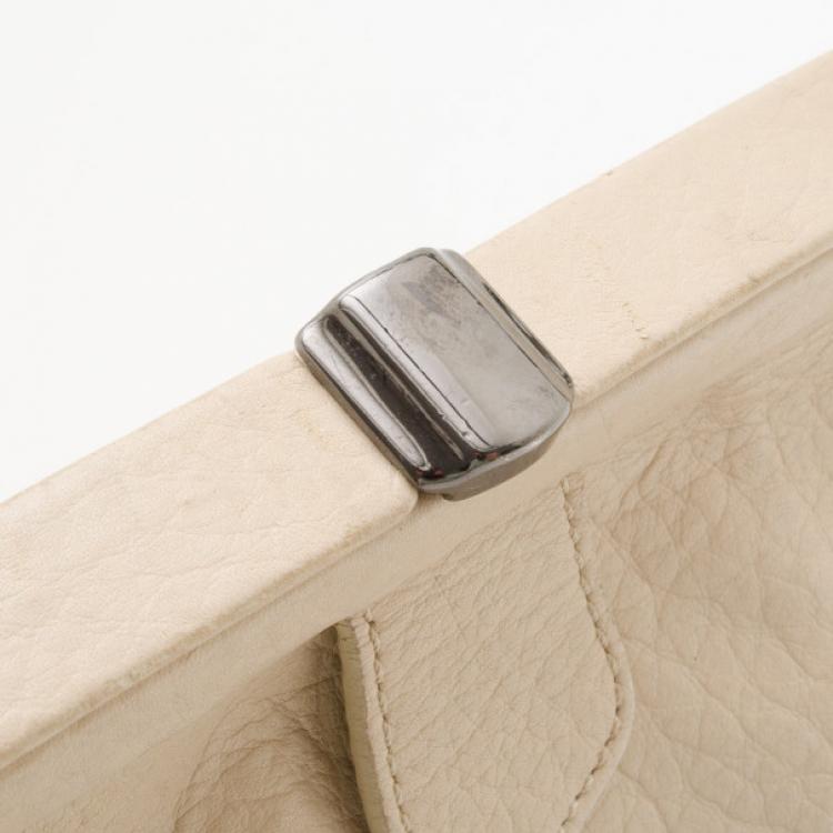 Pre Owned Moschino Beige Leather Pleated Shoulder Bag