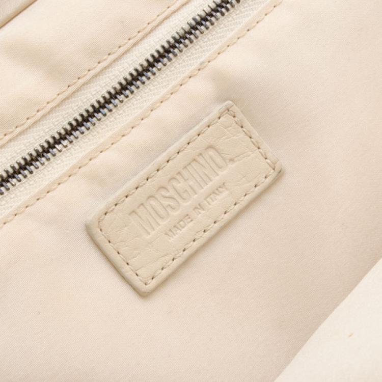 Pre Owned Moschino Beige Leather Pleated Shoulder Bag