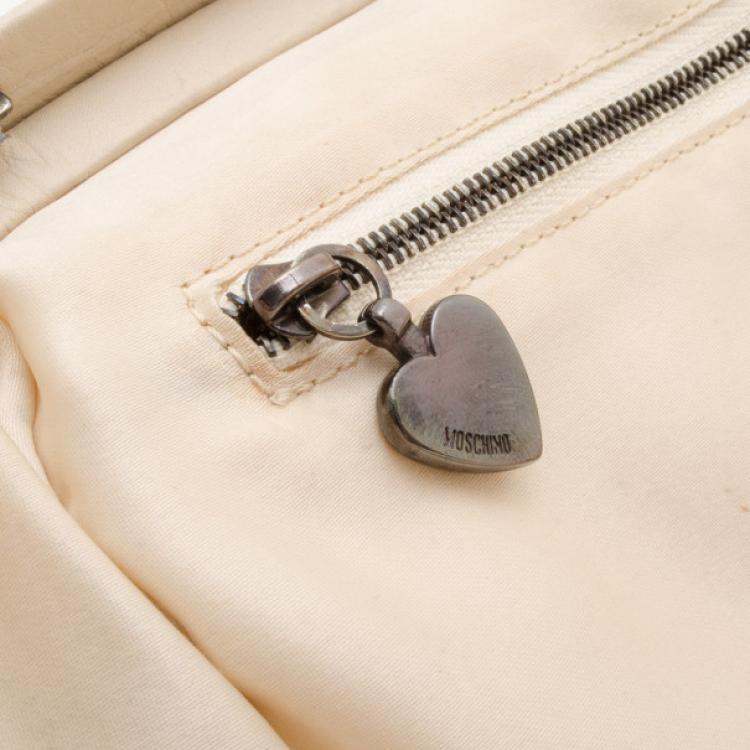 Pre Owned Moschino Beige Leather Pleated Shoulder Bag