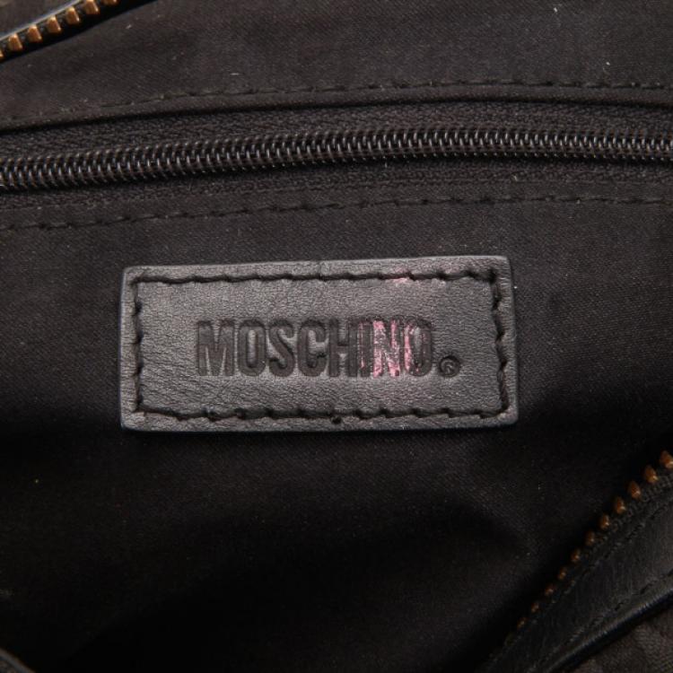 Pre Owned Moschino Monogram Logo Black Shoulder Bag 