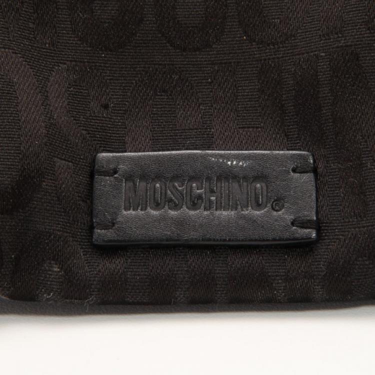 Pre Owned Moschino Monogram Logo Black Shoulder Bag 