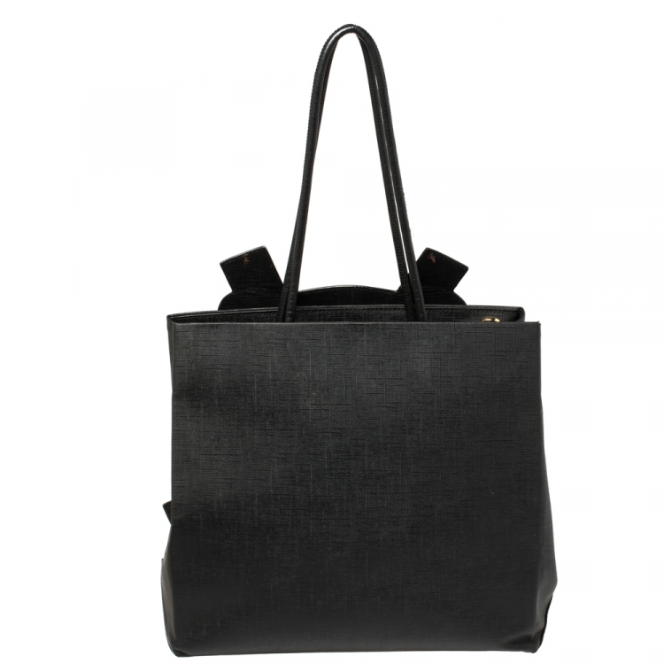 مملوكة مسبقًا Moschino Black Textured Faux Leather Teddy Bear Tote