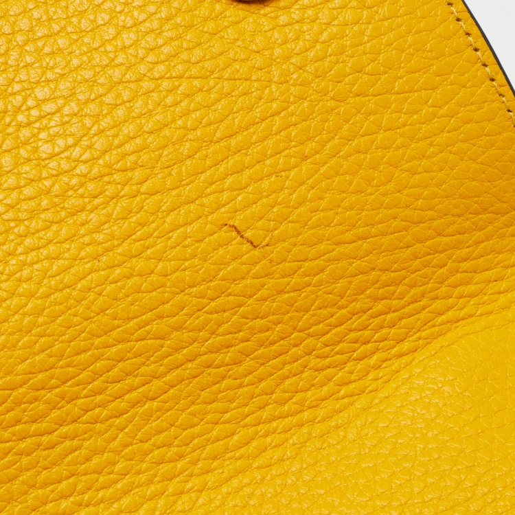 Pre Owned Moschino Yellow Leather Logo Shoulder Bag