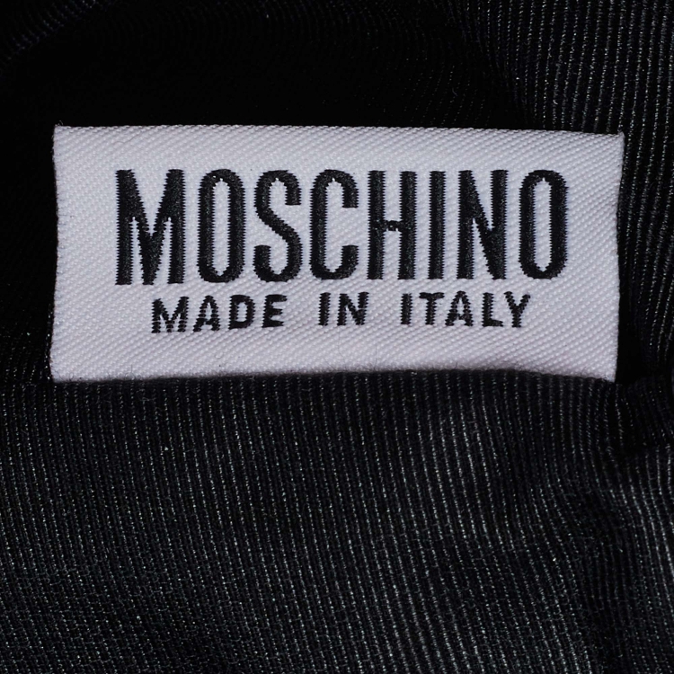 Pre Owned Moschino Black Leather Pin Flap Shoulder Bag