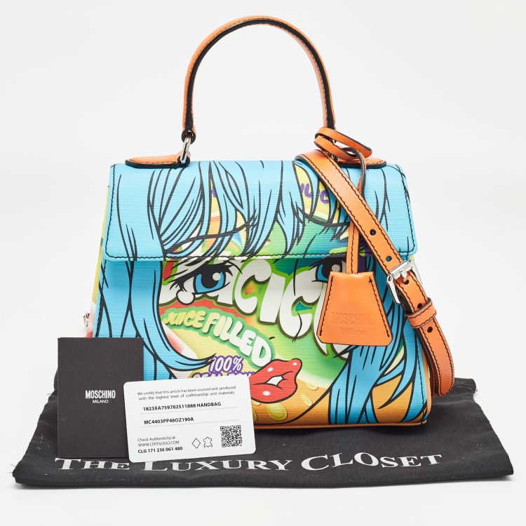 Pre Owned Moschino Multicolor Leather Eyes Capsule Top Handle Bag
