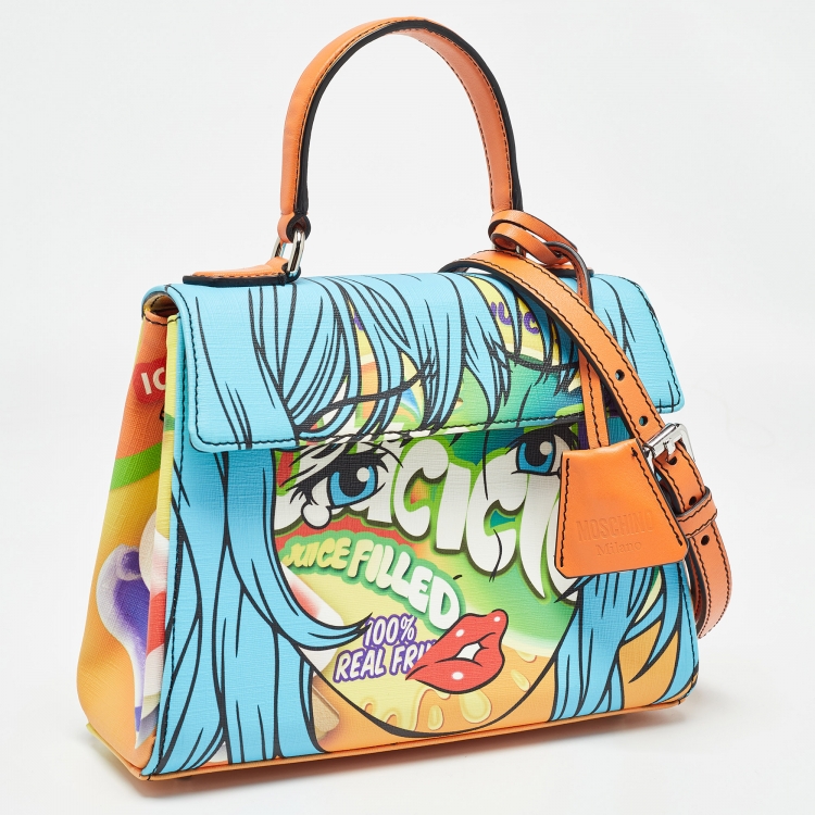 Pre Owned Moschino Multicolor Leather Eyes Capsule Top Handle Bag