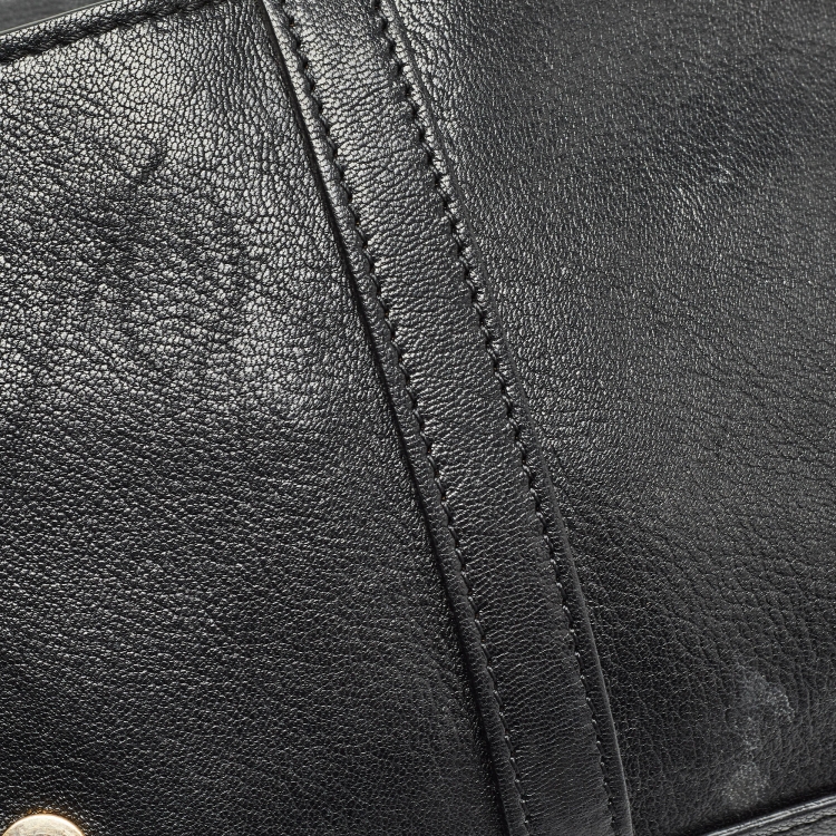 Pre Owned Moschino Black Leather Classic Logo Flap Shoulder Bag