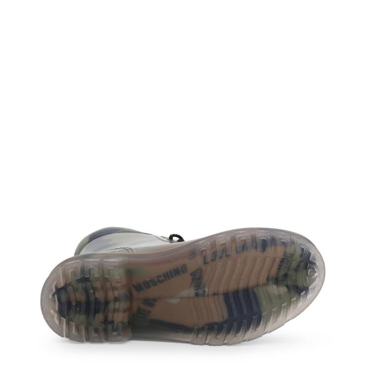 Pre Owned Love Moschino Green Camouflage Print Rubber and Fabric Ankle Boots Size 39