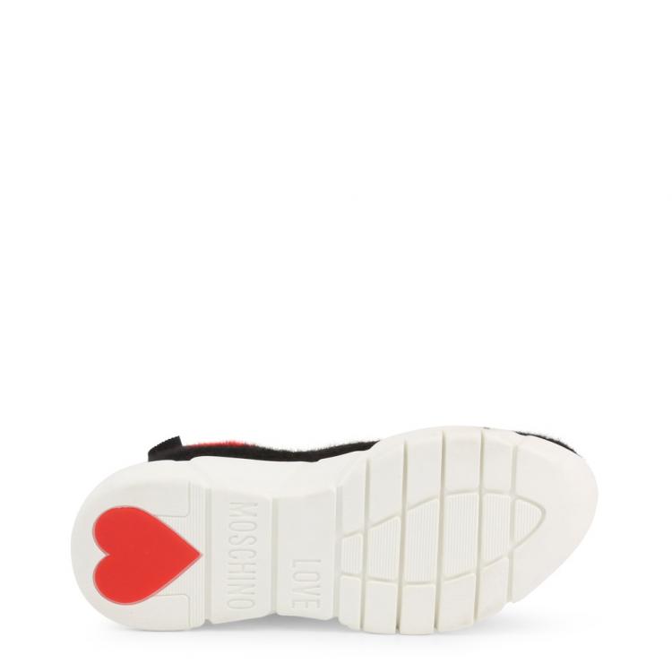 Pre Owned Love Moschino Black Heart Fabric Sneakers Size 37