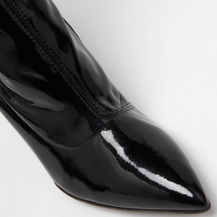 Pre Owned Moschino Black Leather Patent Over The Kee Length Wedge Boots Size 40