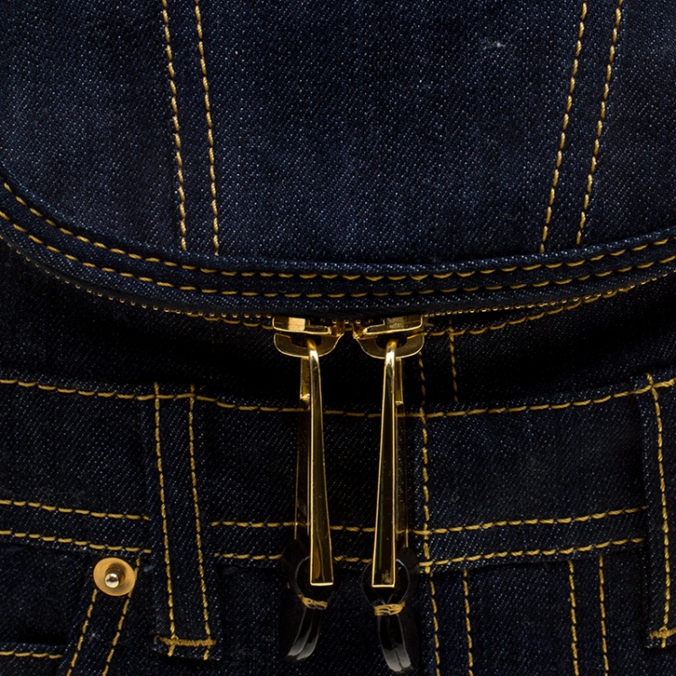 Pre Owned Moschino Blue Denim Overall Backpack