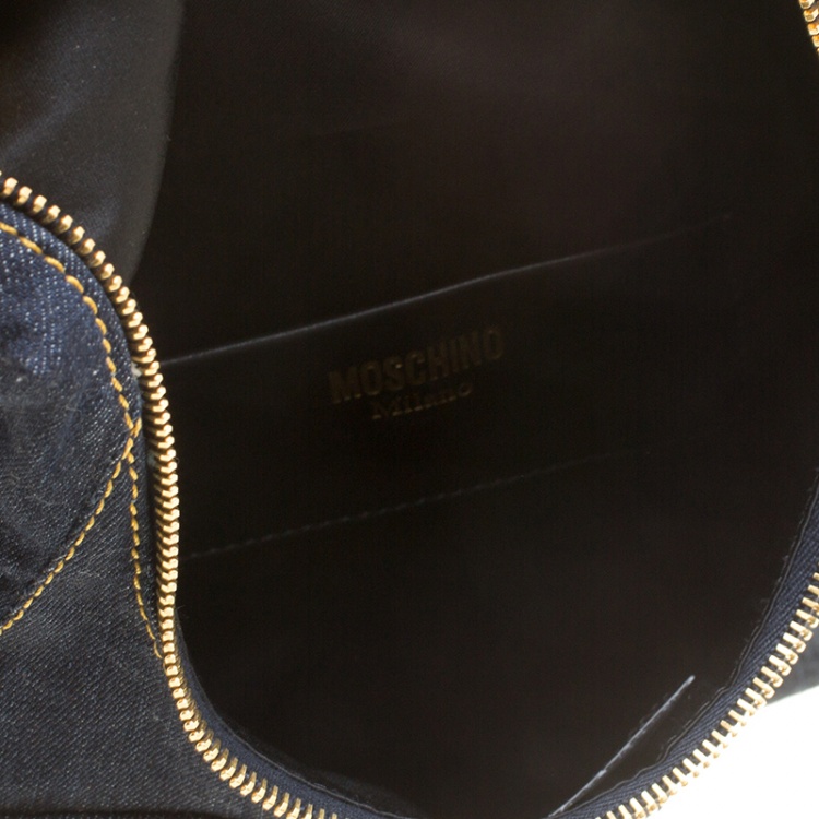 Pre Owned Moschino Blue Denim Overall Backpack