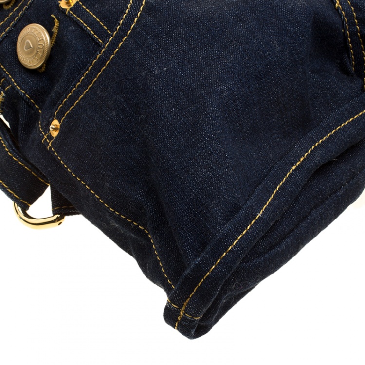 Pre Owned Moschino Blue Denim Overall Backpack