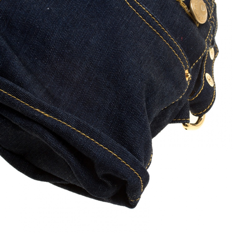 Pre Owned Moschino Blue Denim Overall Backpack