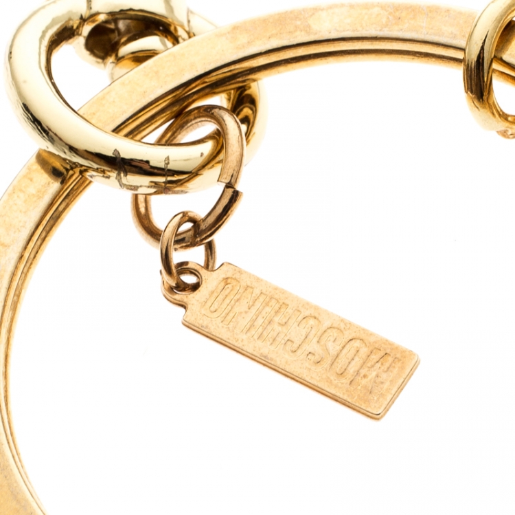 Pre Owned Moschino Gold Tone Logo Bag Charm