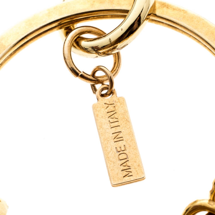 Pre Owned Moschino Gold Tone Logo Bag Charm