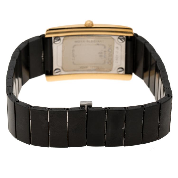 Pre Owned Movado Black Gold Plated Stainless Steel La Nouvelle Women's Wristwatch 22 mm