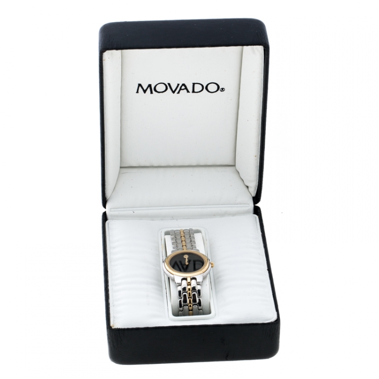 Pre Owned Movado Black Two Tone Stainless Steel Museum Women's Wristwatch 26MM