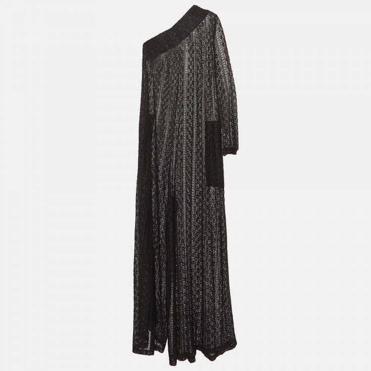 Pre Owned Muche Et muchette Black Stretchy Lace One Shoulder Valentino Jumpsuit One Size 