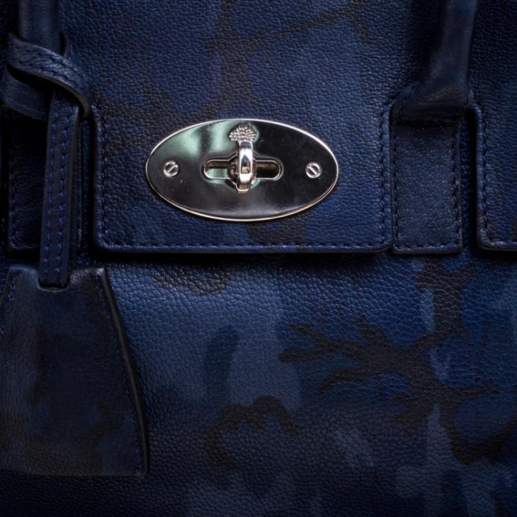 Pre Owned Mulberry Midnight Blue Camo Printed Leather Mini Cara Delevingne Backpack Tote