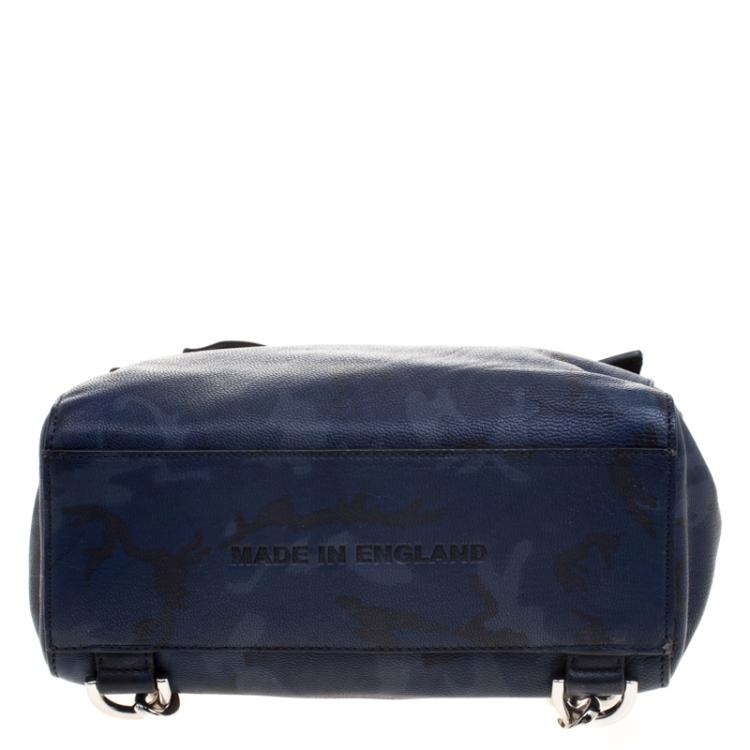 Pre Owned Mulberry Midnight Blue Camo Printed Leather Mini Cara Delevingne Backpack Tote