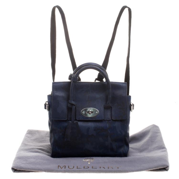 Pre Owned Mulberry Midnight Blue Camo Printed Leather Mini Cara Delevingne Backpack Tote