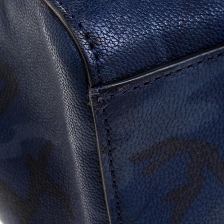 Pre Owned Mulberry Midnight Blue Camo Printed Leather Mini Cara Delevingne Backpack Tote