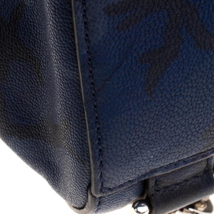 Pre Owned Mulberry Midnight Blue Camo Printed Leather Mini Cara Delevingne Backpack Tote