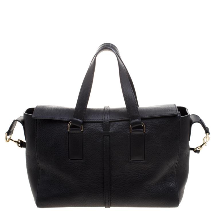 Pre Owned Mulberry Black Leather Medium Roxette Satchel