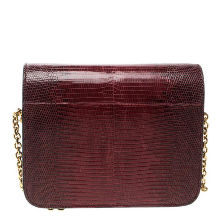 Pre Owned Mulberry Red Lizard Clifton Crossbody Bag