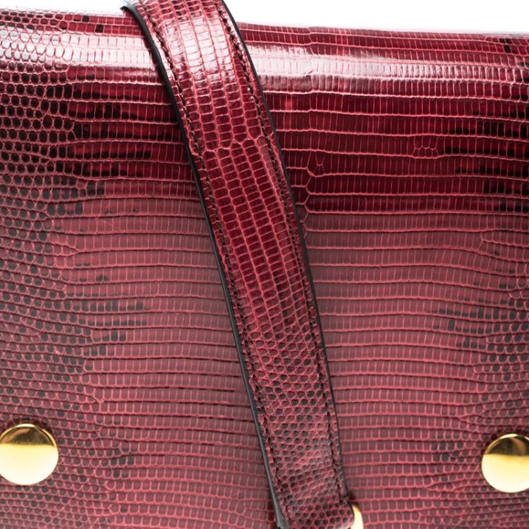 Pre Owned Mulberry Red Lizard Clifton Crossbody Bag