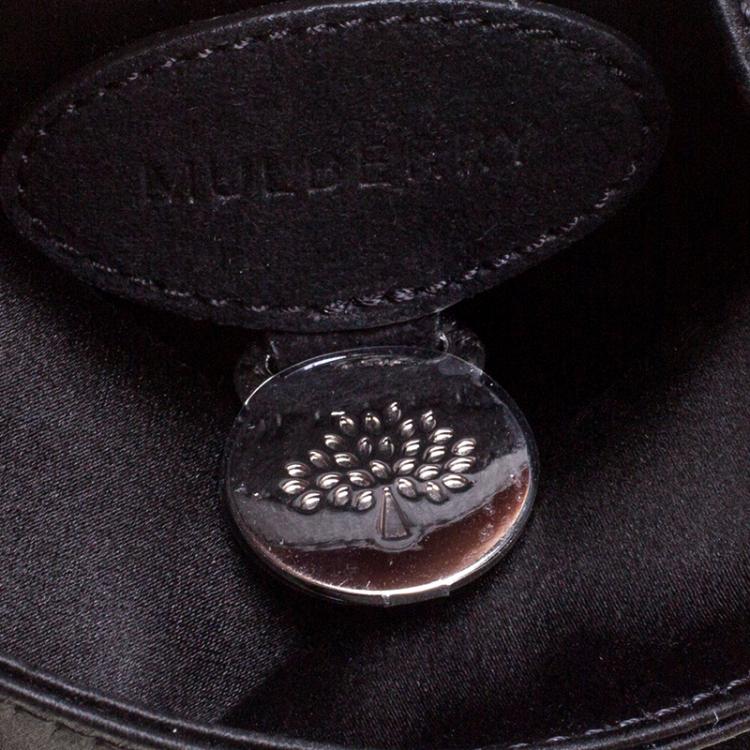Pre Owned Mulberry Black Satin Embellished Clemmie Foldover Clutch